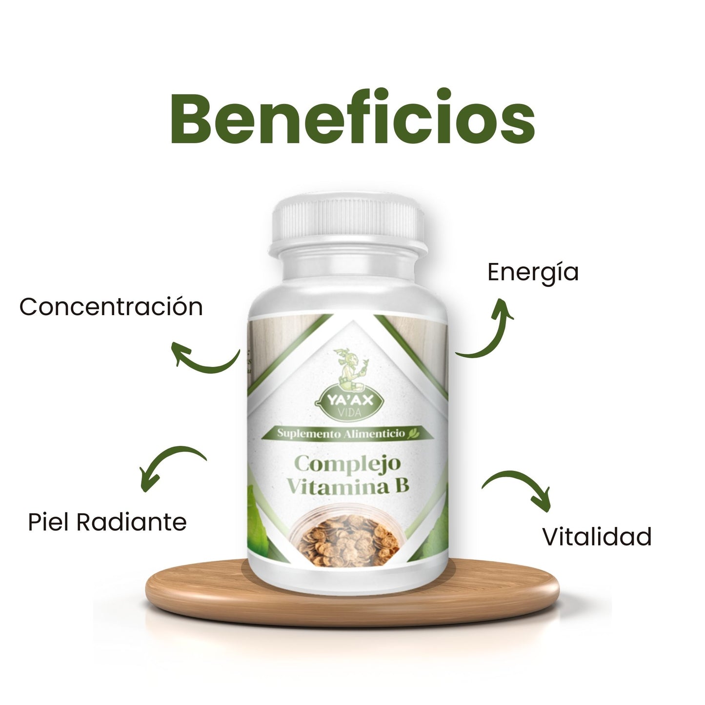 Complejo Vitamina B 90 Capsulas 500 Mg Ya'ax Vida 100% Puro