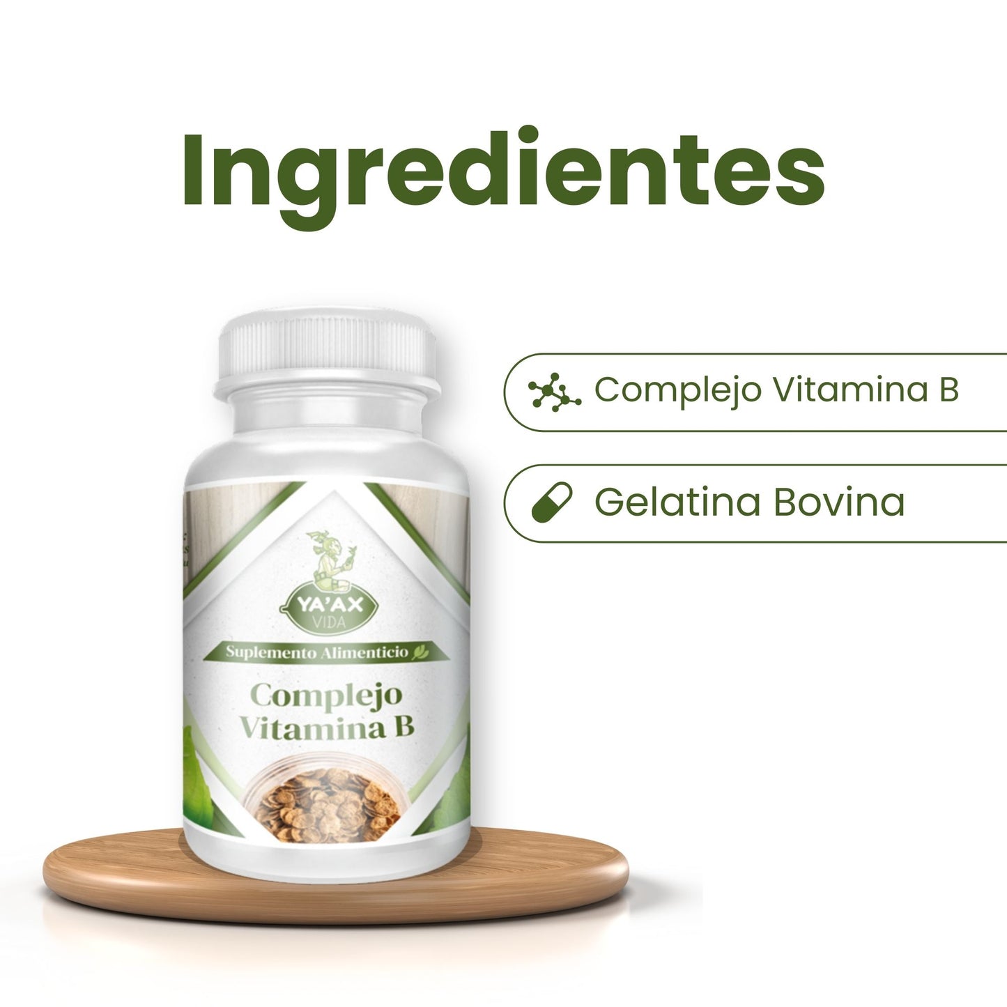 Complejo Vitamina B 90 Capsulas 500 Mg Ya'ax Vida 100% Puro