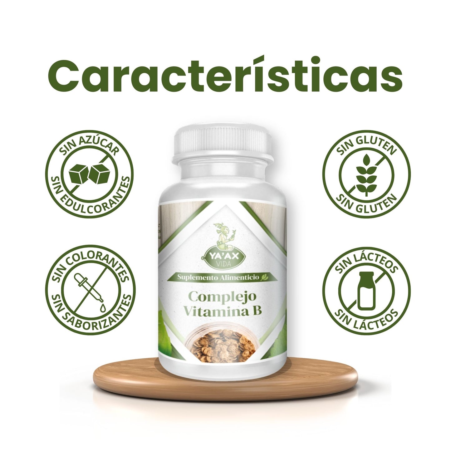 Complejo Vitamina B 90 Capsulas 500 Mg Ya'ax Vida 100% Puro