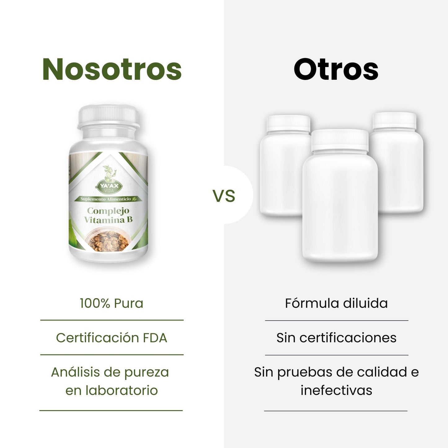 Complejo Vitamina B 90 Capsulas 500 Mg Ya'ax Vida 100% Puro