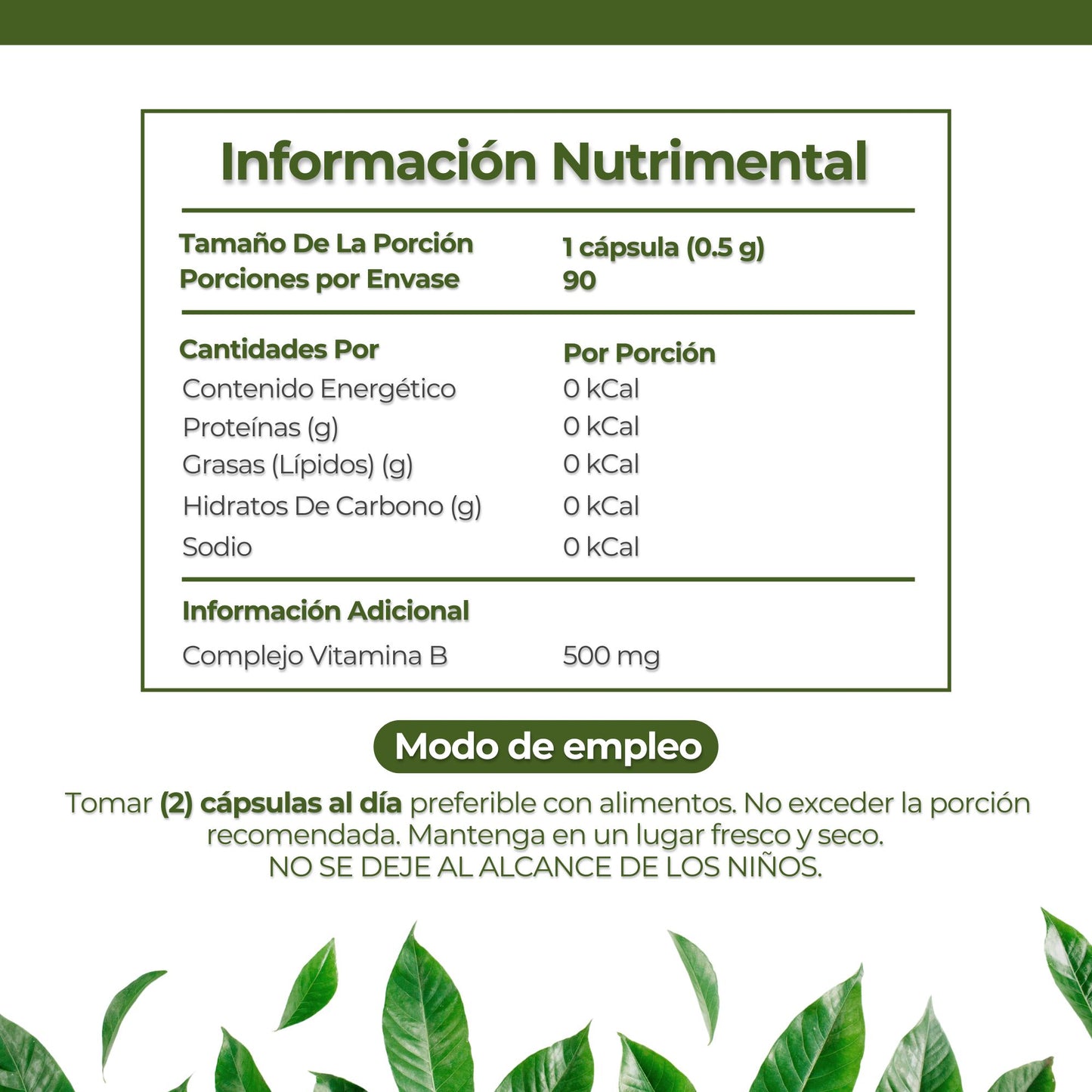 Complejo Vitamina B 90 Capsulas 500 Mg Ya'ax Vida 100% Puro