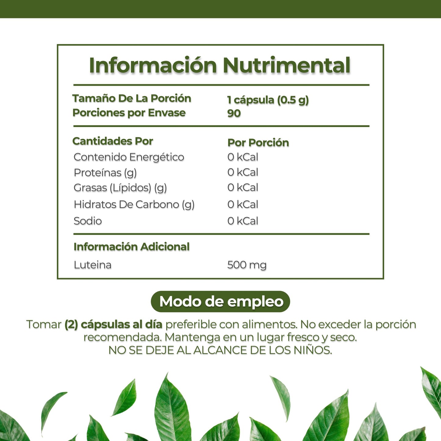 Luteina 90 Capsulas 500 Mg Ya' Ax Vida 100% Puro