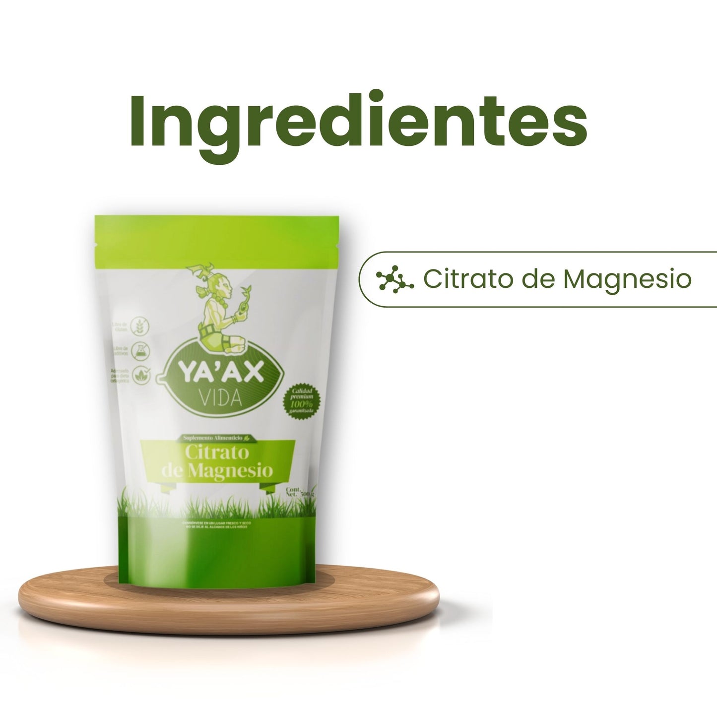 Citrato De Magnesio 500 Grs Polvo Ya'ax Vida 100% Puro