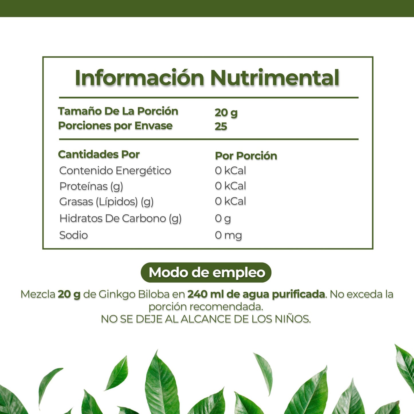Ginkgo Biloba 500g Puro En Polvo 100%
