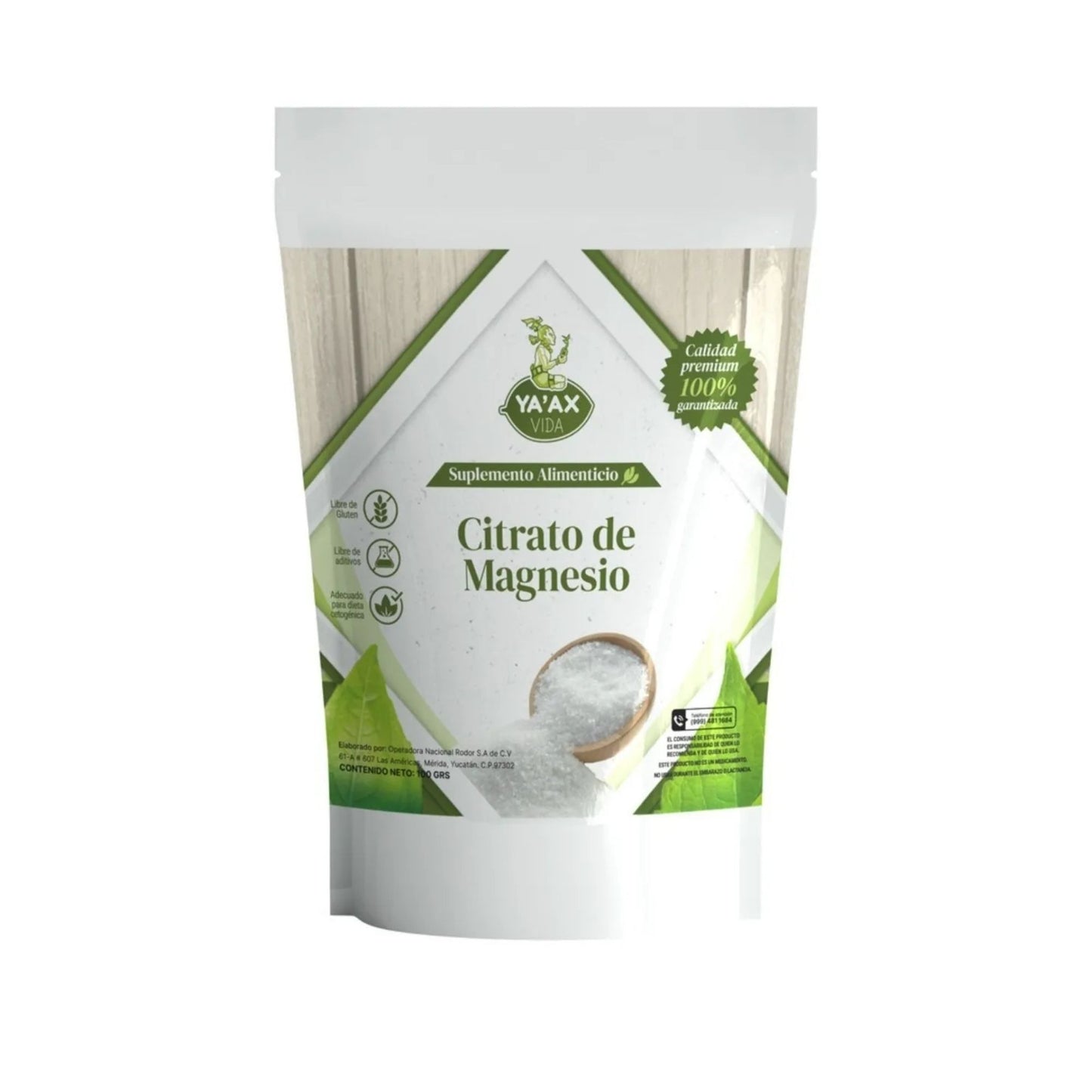 Citrato De Magnesio 100 gr Polvo Ya'ax Vida 100% Puro