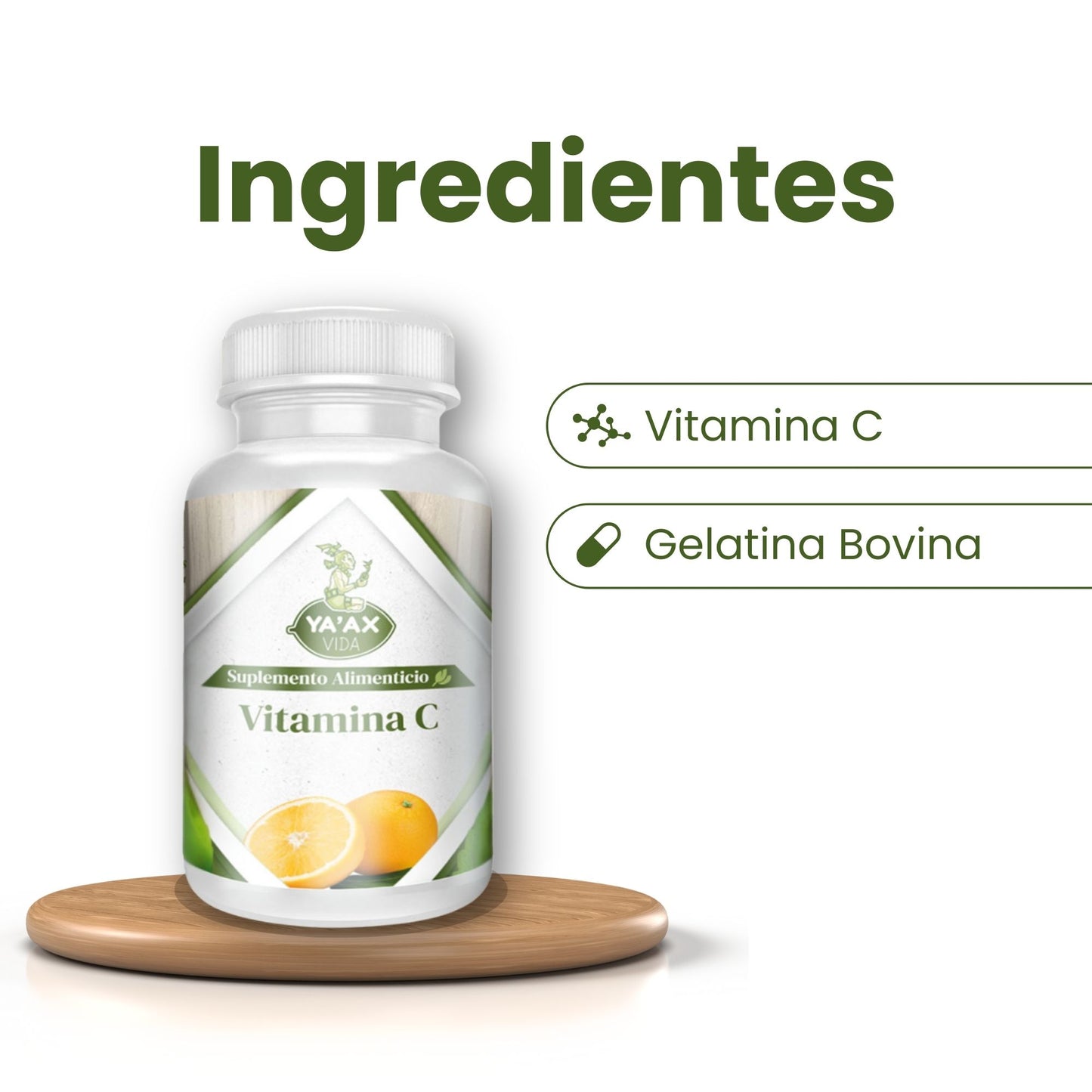 Vitamina C Premium 90 Capsulas 500 Mg Ya' Ax Vida 100% Puro