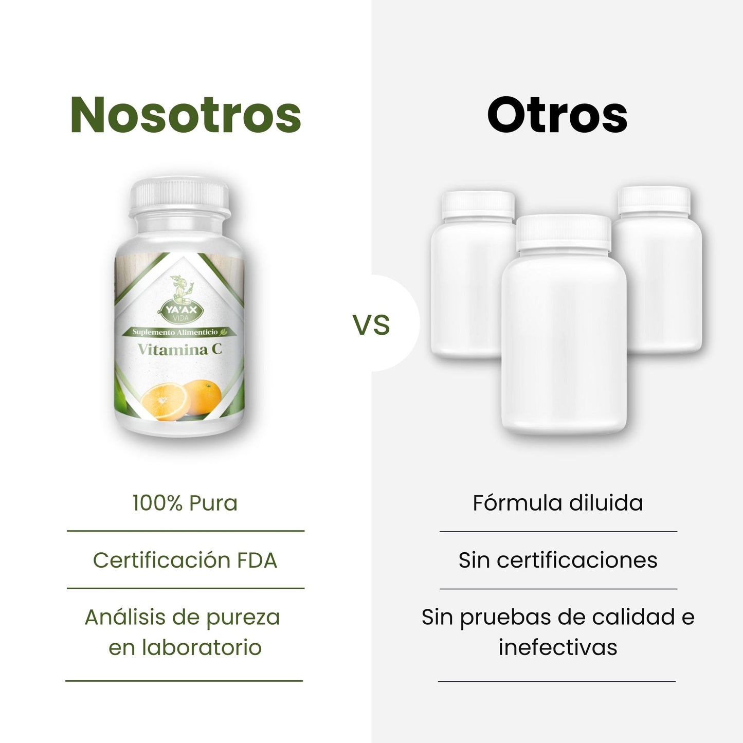 Vitamina C Premium 90 Capsulas 500 Mg Ya' Ax Vida 100% Puro