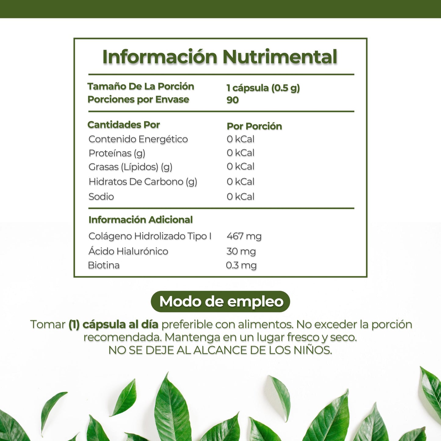 Ácido Hialurónico Biotina Y Colágeno 90 Capsulas 500 Mg Ya'ax Vida