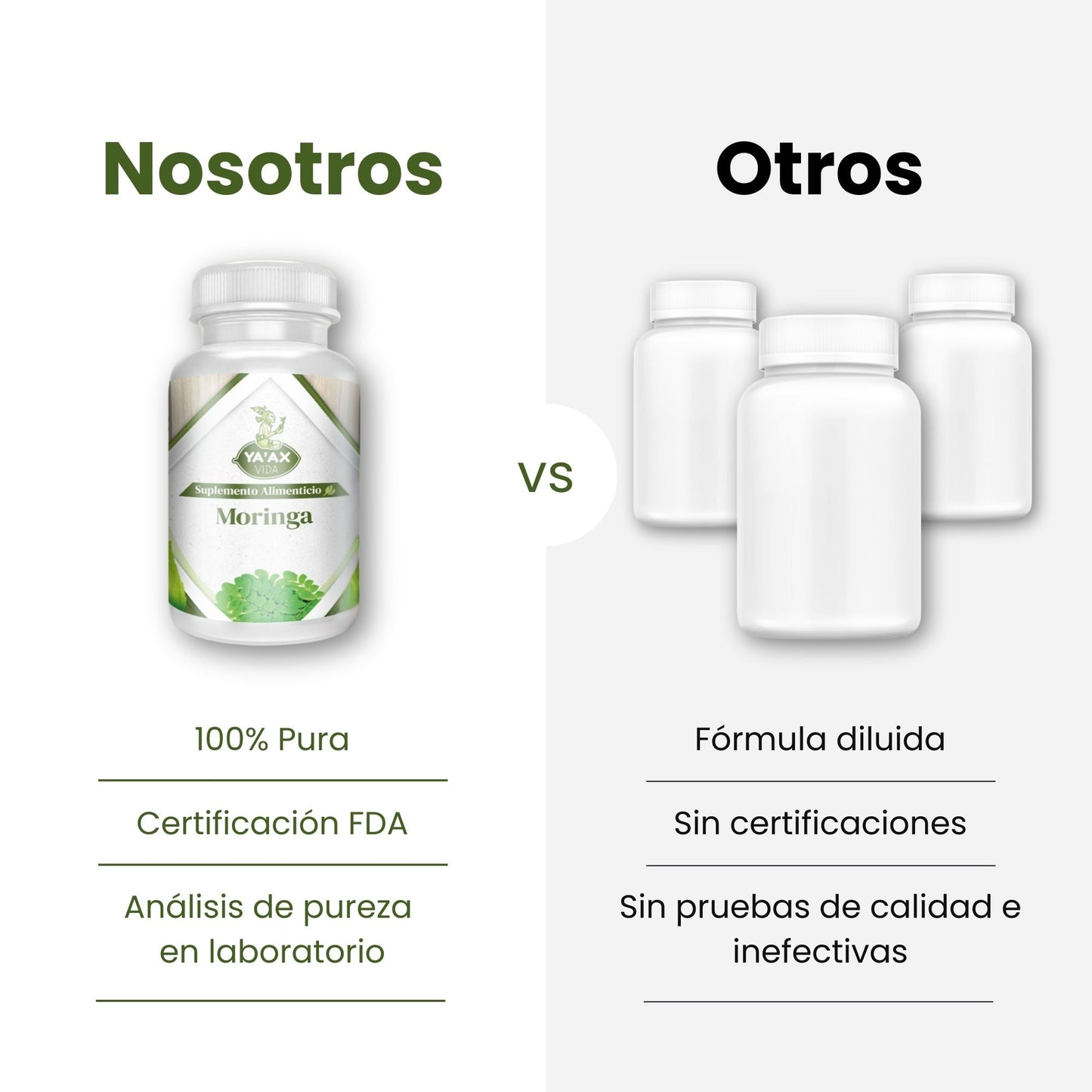 Moringa 90 Capsulas 500 Mg Ya' Ax Vida 100% Puro