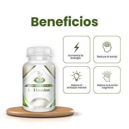 L- Tirosina 90 Capsulas 500 Mg Ya' Ax Vida 100% Puro