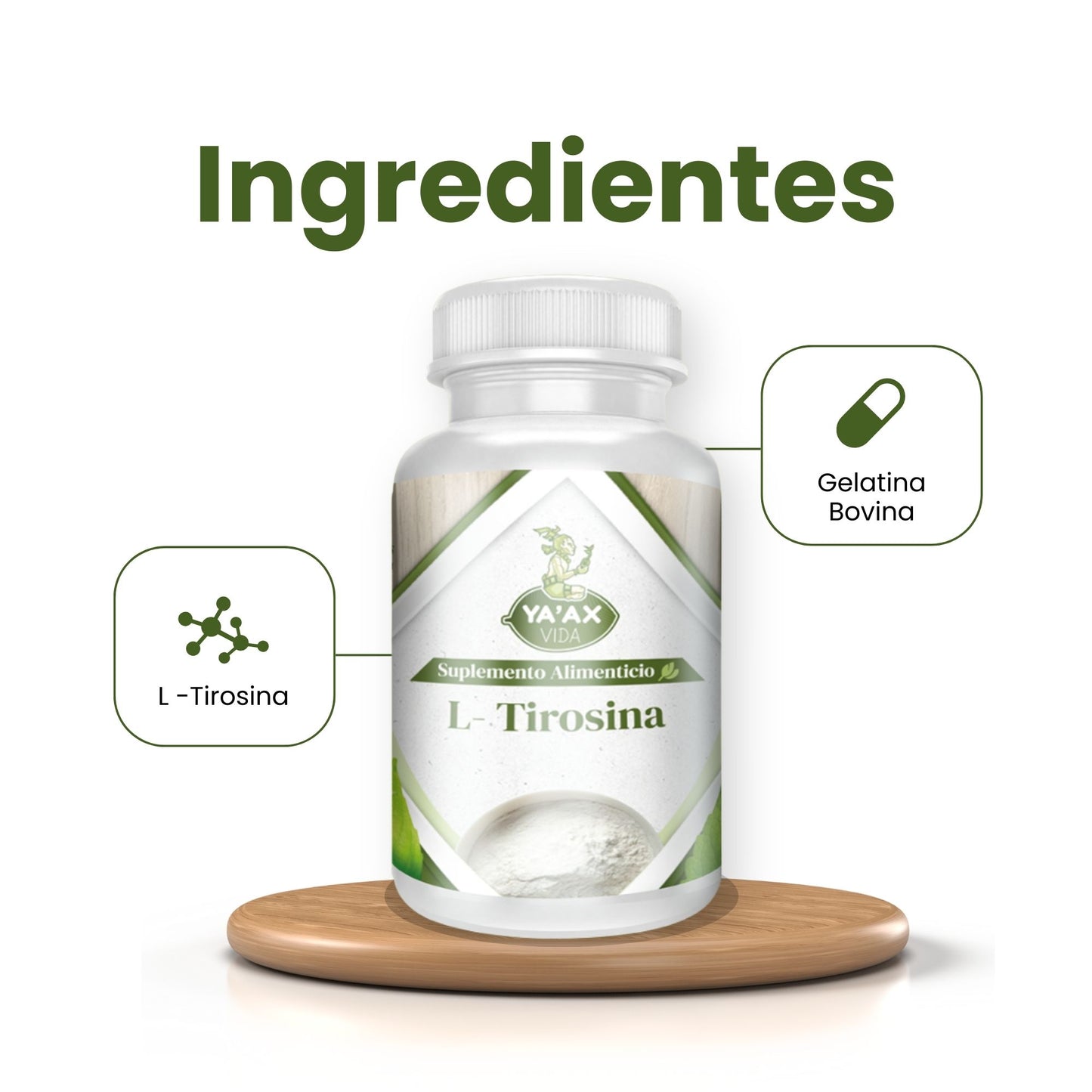L- Tirosina 90 Capsulas 500 Mg Ya' Ax Vida 100% Puro