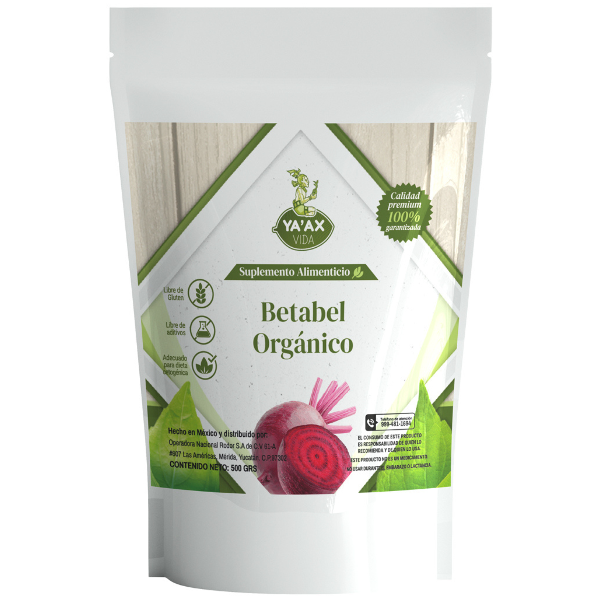 Betabel Orgánico En Polvo 500g 100% Natural Yaax Vida