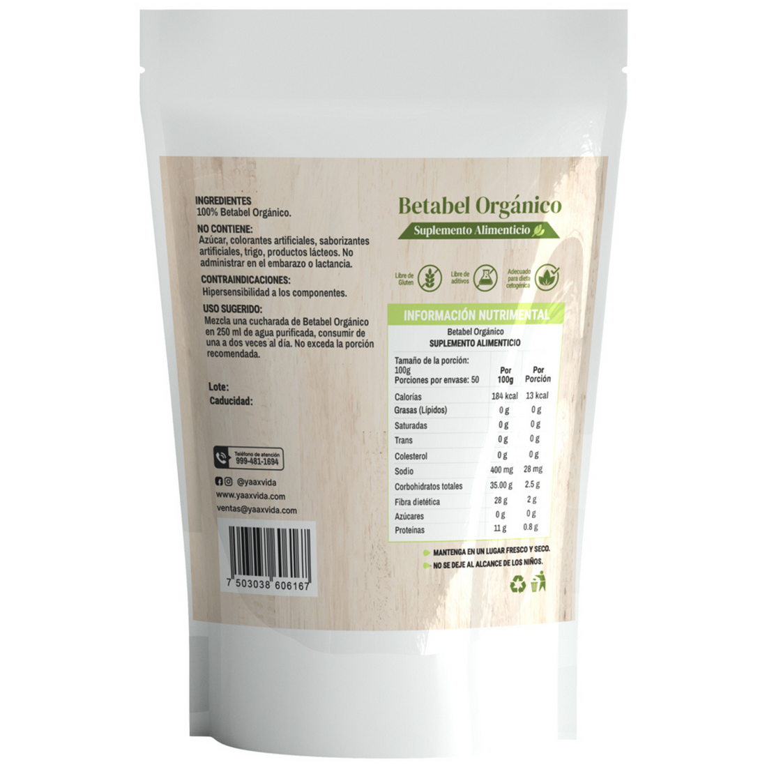 Betabel Orgánico En Polvo 500g 100% Natural Yaax Vida