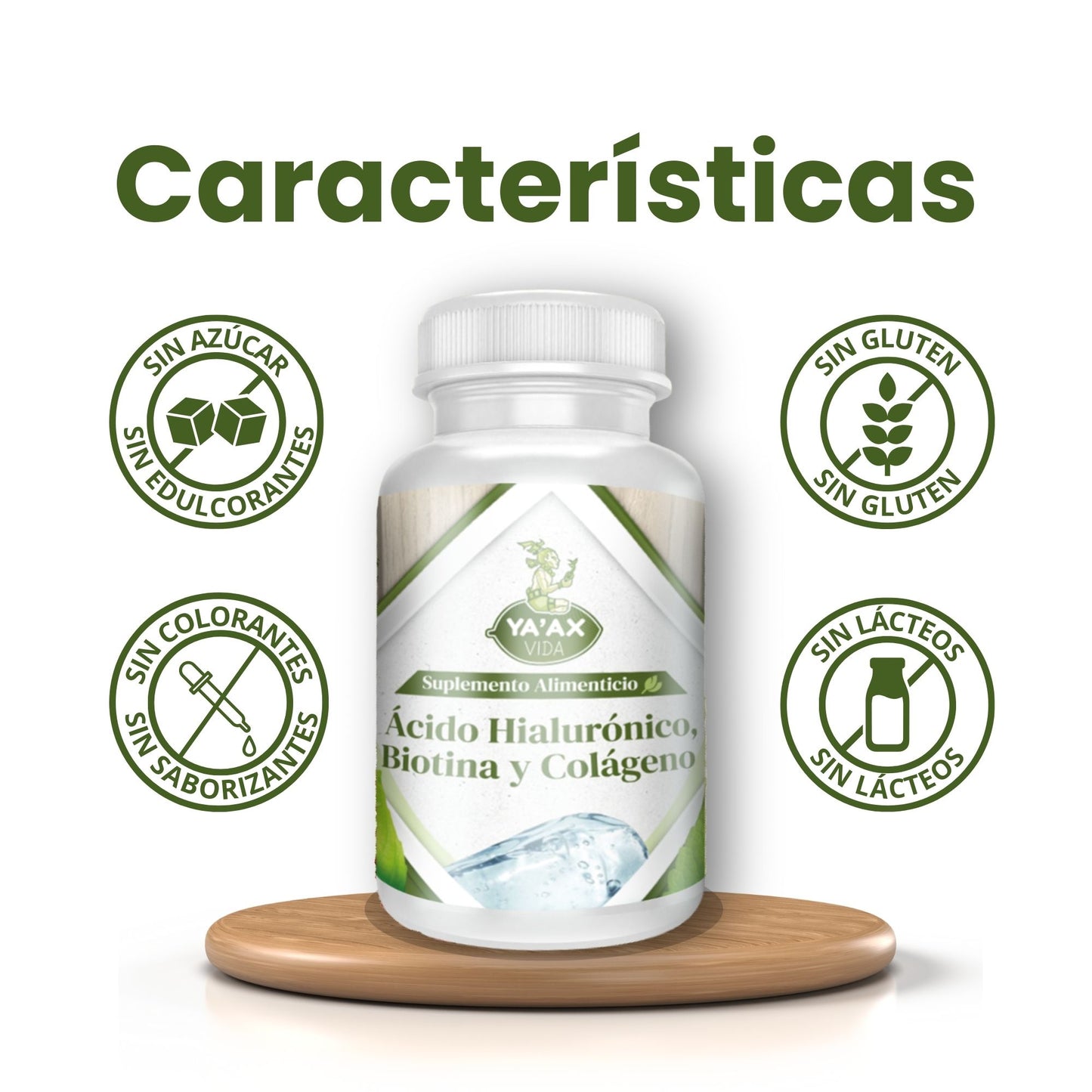 Ácido Hialurónico Biotina Y Colágeno 90 Capsulas 500 Mg Ya'ax Vida