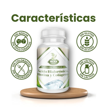 Ácido Hialurónico Biotina Y Colágeno 90 Capsulas 500 Mg Ya'ax Vida