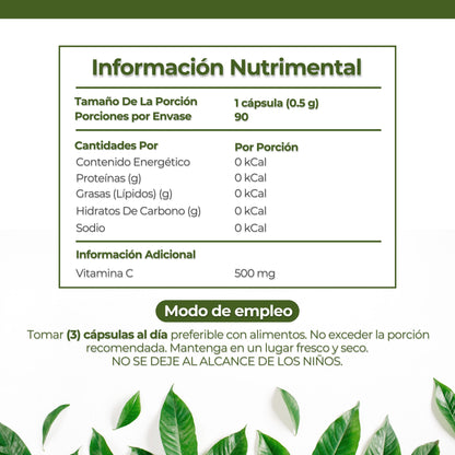 Vitamina C Premium 90 Capsulas 500 Mg Ya' Ax Vida 100% Puro