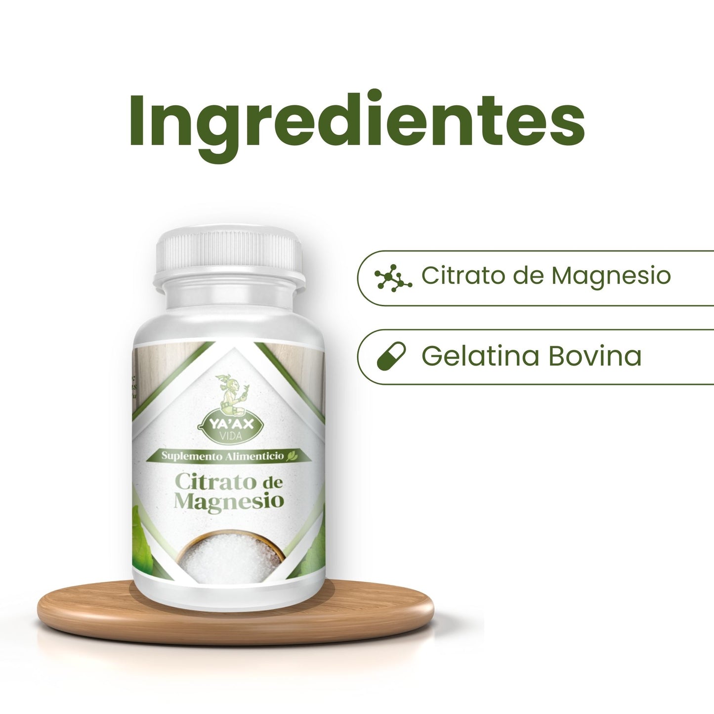 Citrato De Magnesio 90 Capsulas 500 Mg Ya'ax Vida 100% Puro