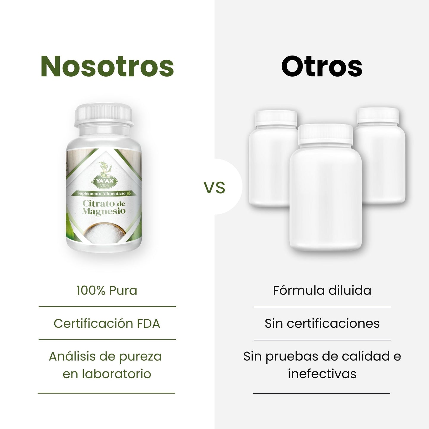 Citrato De Magnesio 90 Capsulas 500 Mg Ya'ax Vida 100% Puro