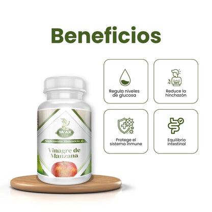 Vinagre De Manzana 90 Capsulas 500 Mg Ya'ax Vida 100% Puro