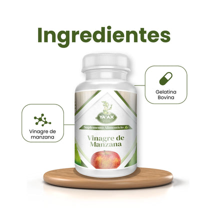 Vinagre De Manzana 90 Capsulas 500 Mg Ya'ax Vida 100% Puro