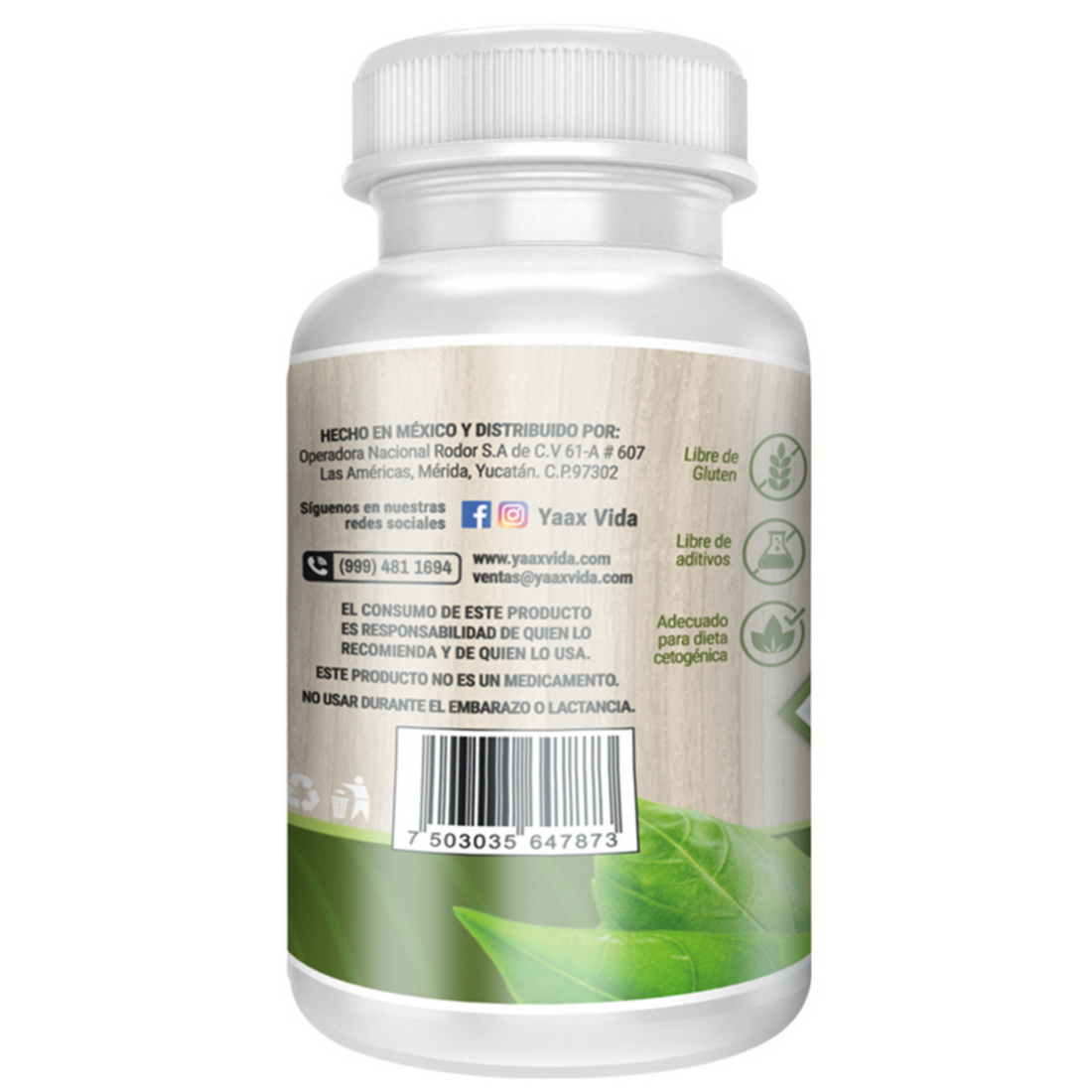 Vinagre De Manzana 90 Capsulas 500 Mg Ya'ax Vida 100% Puro